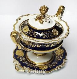 Ridgway Chine Pied Compote Sauce Tureen Cobalt Or #1368