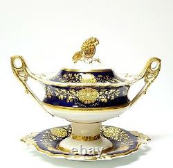 Ridgway Chine Pied Compote Sauce Tureen Cobalt Or #1368