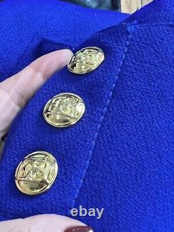 Robe à boutons dorés Escada pour femme, à manches courtes et en laine, modèle Dixari, de couleur bleu cobalt, taille 36 6.