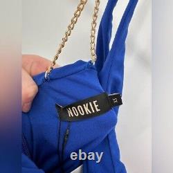 Robe moulante mini Tia bleu cobalt avec chaîne dorée pour femme NOOKIE NWT en taille XS.