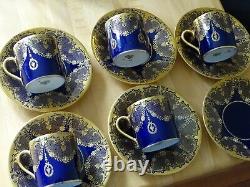 Rosenthal 5 Tasses et 6 Sous-Tasses café Expresso Bleu Cobalt avec Doré