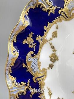 Royal Crown Derby Antique 1891-1921 Cobalt Plaque D'armoire En Or Bleu Et Lourd 9in