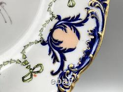 Royal Crown Derby Antique 1891-1921 Plaque D'armoire Bleu Et Or De Cobalt