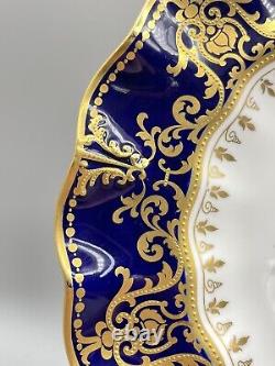 Royal Crown Derby Antique 1891-1921 Plaque D'armoire En Or Bleu De Cobalt