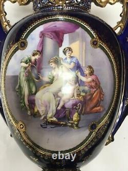 Royal Vienna Porcelaine Vase Cobalt Avec Authentique Or Cir 1900