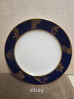 Royal Worcester Antique 1876 Diner Plate Asiatique Motifs Cobalt Bleu & Or