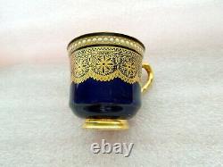 Royal Worcester Demitasse Cup No Saucer Cobalt Gold Jewels Dentelle Antique Harrods