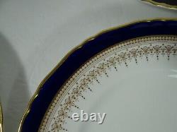 Royal Worcester Regency Blue Dinner Plates Ensemble De 4 Cobalt Gold England
