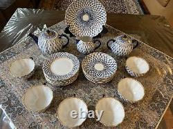Russe Lomonosov Porcelain Tea Set Cobalt Net 6/22 22k Or Original
