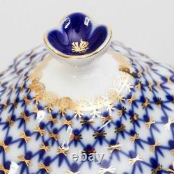 Russie Impériale Lomonosov Porcelaine Lided Cup Et Saucer Cobalt Net Or Nouveau