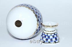 Russie Impériale Lomonosov Porcelaine Oeuf De Pâques Cobalt Net 22k Or Russie Rare