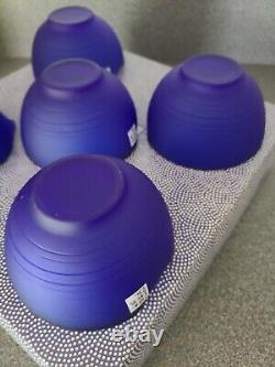 SASAKI GLASS Co JAPAN Ensemble de 5 bols en verre d'art bleu cobalt avec bordure dorée NOS