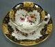 S&j Rathbone Pattern 812 Floral Cobalt Beige & Gold Tea Cup & Saucer C. 1815-25 B