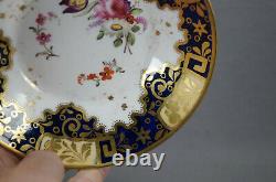 S&j Rathbone Pattern 812 Floral Cobalt Beige & Gold Tea Cup & Saucer C. 1815-25 B