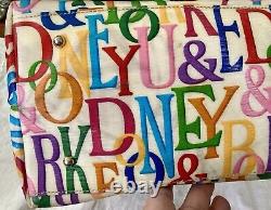 Sac cartable en cuir GRAFICA Graffiti avec monogramme rétro Dooney Bourke Rainbow