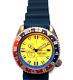 Seiko Plongeur D'occasion 7002-7001 Auto Cadran Jaune Lunette Pepsi Bracelet De Plongée Bleu Marine