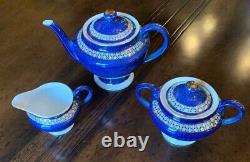 Service à thé Vintage en porcelaine Nikko Ironstone Double Phoenix bleu cobalt doré rare