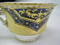 Set 4 1820's Spode Pattern 4276 Porcelaine Tasses Et Sauces Heavy Gilded, Cobalt