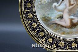 Sevres Français Leda & The Swan Cobalt Blue & Gold 9 1/2 Nude Portrait Plate
