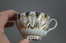 Spode Cobalt & Gold Star & Laurel Leaf Garlands Tea Cup & Saucer C. 1810-15 As Is