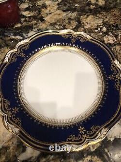 Spode Lancaster Cobalt Blue Gold Sur White Dinner Plate England Rare Mint