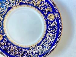 Superbe 3 X Royal Worcester Sandringham Cobalt Bleu Et Gold Tasse De Thé Avec Des Saucers