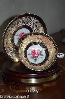 Superbe Paragon Pink Rose/cobalt Blue/heavy Gold/lace Tea Cup & Saucer #a866