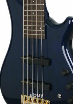 Syntoniser Zi752 5 String Electric Bass Cobalt Blue Gold Ash Notch Filter Barss Nut