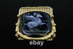 Tagliamonte 18k Gold Ring Cobalt Blue Venetian Glass Pegasus Taille 5,75