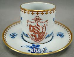 Tasse à café en porcelaine Copeland Spode New Stone Armorial Crest Cobalt Floral & Gold
