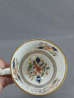 Tasse à café et soucoupe en bleu cobalt, orange floral et or Job Ridgway 2/138, 1808-1814