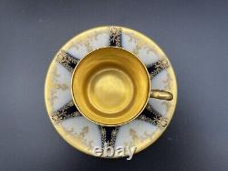 Tasse à espresso et soucoupe vintage Rosenthal en porcelaine bleu cobalt et doré peinte à la main, rare
