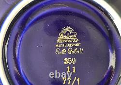 Tasse en porcelaine + soucoupe Cobalt Blue Gold Lindner des années 1960 P429