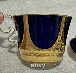 Tasse et soucoupe Aynsley Cobalt Blue & Gold Gilt C1219 Rare Vintage