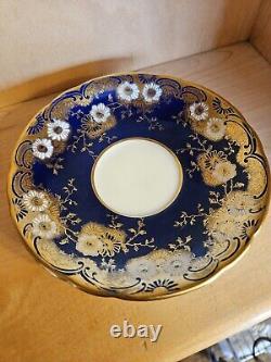 Tasse et soucoupe vintage Aynsley floral doré et bleu cobalt Angleterre