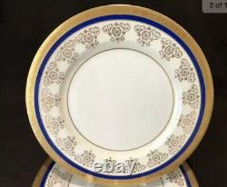 Theodore Haviland Limoges Dinner Plates Gold Incrusted Cobalt Blue Set5 New York
