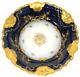 Theodore Haviland Limoges Gold Embossed Cobalt Servir Le Plat Avec Le Médaillon Floral