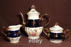 Thun Karlovarsk Cobalt Blue Gold Accent Fine Porcelain China Coffee / Tea Set