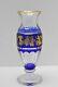 Val St Lambert Crystal Cobalt Blue Gold Gilt 10 1/4 Danse De Flore Pericle Vase