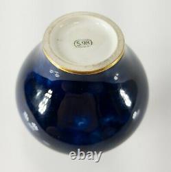Vase D'armoire Cobalt Bleu Foncé Et Doré De Sevres Français Antique Signé En 1898