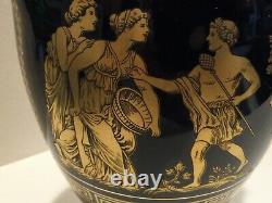 Vase De Porcelaine De Style Amphora Peint À La Main En Bleu De Cobalt Grec, Marqué