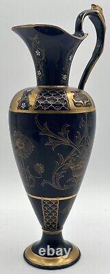 Vase Ewer Coquelicot Antique Moorcroft Macintyre Aurelian Ware Cobalt Blue Gold