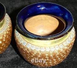 Vases Royal Doulton 1900's Cobalt Blue Gold Signé Numéroté