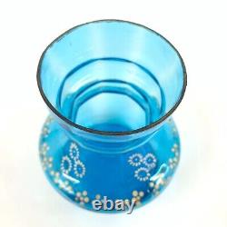 Verre à boire en verre turquoise vintage avec travail doré