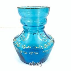 Verre à boire en verre turquoise vintage avec travail doré