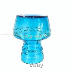 Verre à boire en verre turquoise vintage avec travail doré