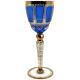 Verre à Vin Cabochon Bleu Cobalt De Bohémien Antique Moser, 7 7/8, Bordure Dorée