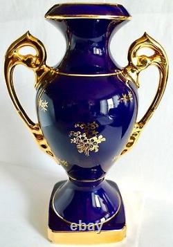 Vieille Main Dorée D'or Décorée Française Limoges 9/23cm Vase / Urn