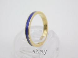 Vintage 18k Yellow Gold Cobalt Blue Enamel Eternity Band Ring Ruth Satsky 6,5
