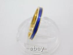 Vintage 18k Yellow Gold Cobalt Blue Enamel Eternity Band Ring Ruth Satsky 6,5